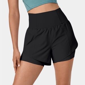 New Halara Breezeful super high waist curved hem 2 in 1 side pocket yoga shorts